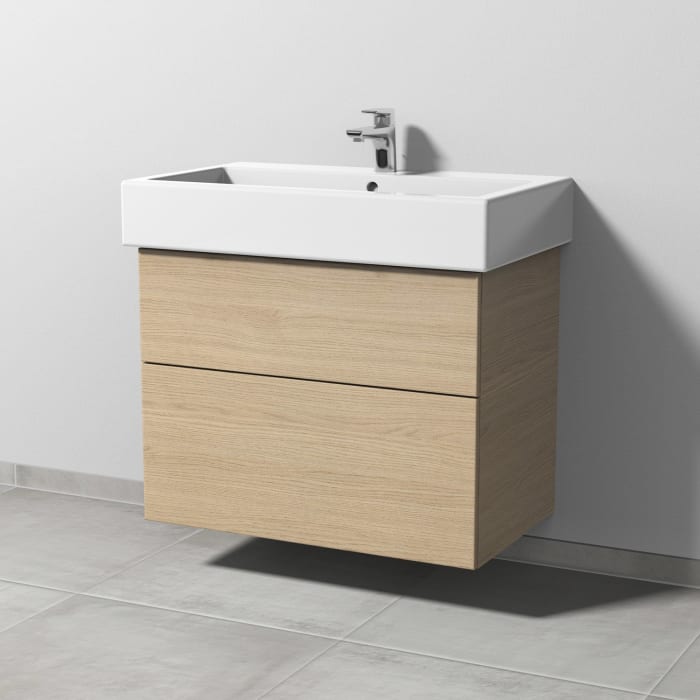 Sanipa 3way Waschtischunterbau für Keramik-Waschtisch Vero 80 cm, 2 Auszüge mit Push to open