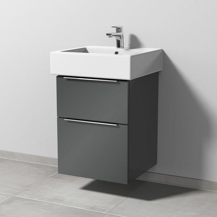 Sanipa 3way Waschtischunterbau für Keramik-Waschtisch Vero 50 cm, 2 Auszüge mit Aufsatzgriff