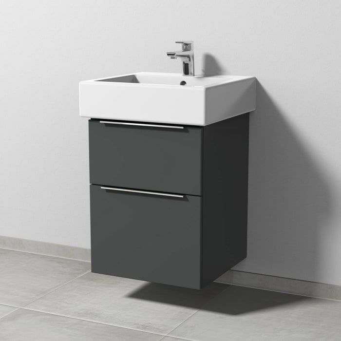 Sanipa 3way Waschtischunterbau für Keramik-Waschtisch Vero 50 cm, 2 Auszüge mit Aufsatzgriff