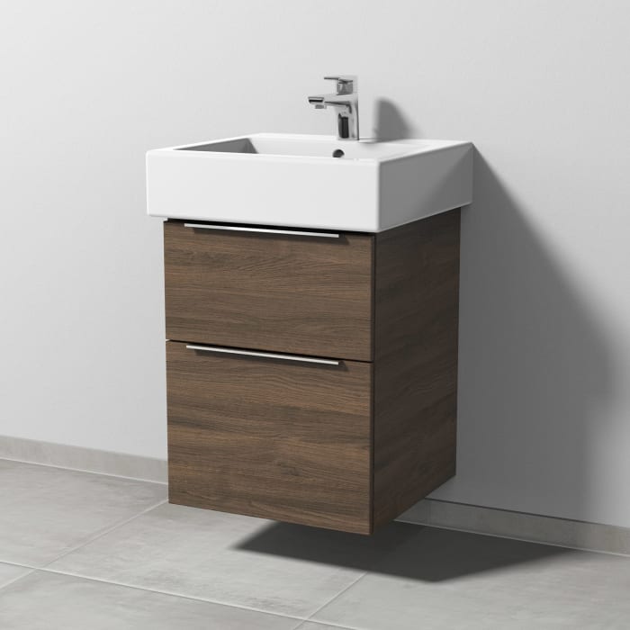 Sanipa 3way Waschtischunterbau für Keramik-Waschtisch Vero 50 cm, 2 Auszüge mit Aufsatzgriff