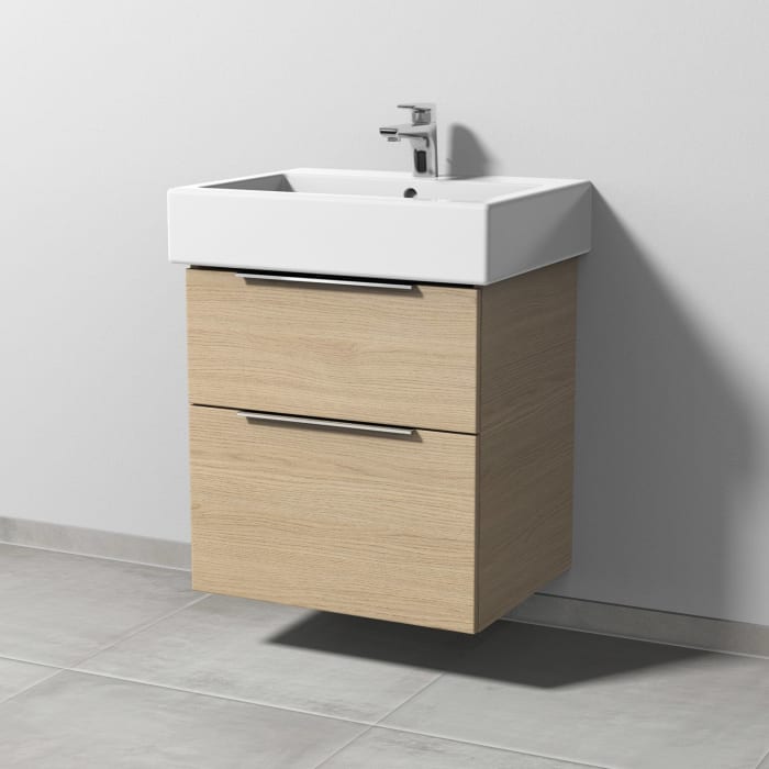 Sanipa 3way Waschtischunterbau für Keramik-Waschtisch Vero 60 cm, 2 Auszüge mit Aufsatzgriff