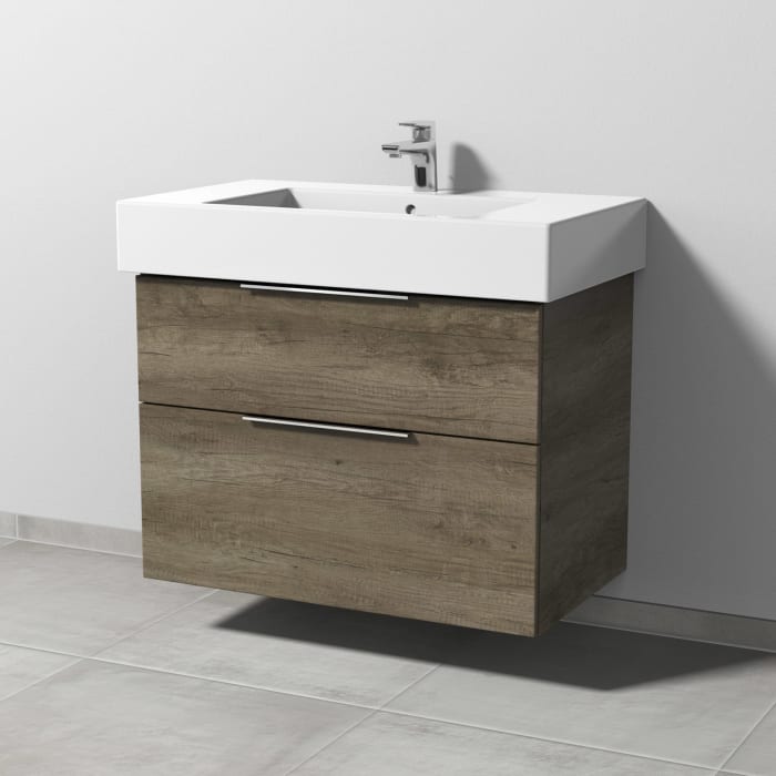 Sanipa 3way Waschtischunterbau für Keramik-Waschtisch Vero 85 cm, 2 Auszüge mit Aufsatzgriff