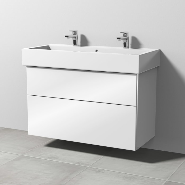 Sanipa 3way Waschtischunterbau für Keramik-Waschtisch Vero 100 cm, 2 Auszüge mit Aufsatzgriff