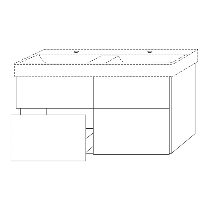 Sanipa 3way Waschtischunterbau für Keramik-Waschtisch Dura Square 120 cm, 4 Auszüge mit Griffleiste