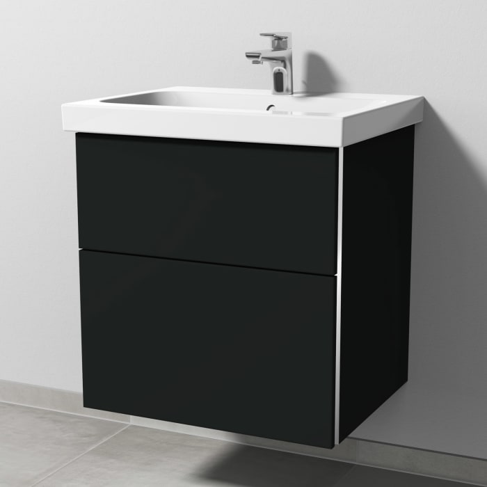 Sanipa 3way Waschtischunterbau für Keramik-Waschtisch iCon Light 60 cm, 2 Auszüge mit Griffleisten