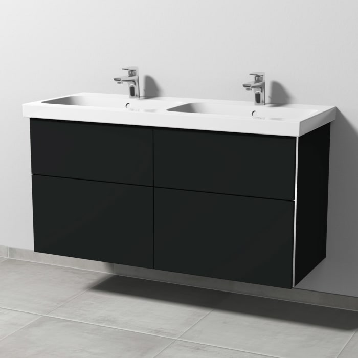 Sanipa 3way Waschtischunterbau für Keramik-Doppelwaschtisch iCon Light 120 cm, 4 Auszüge mit Griffleisten