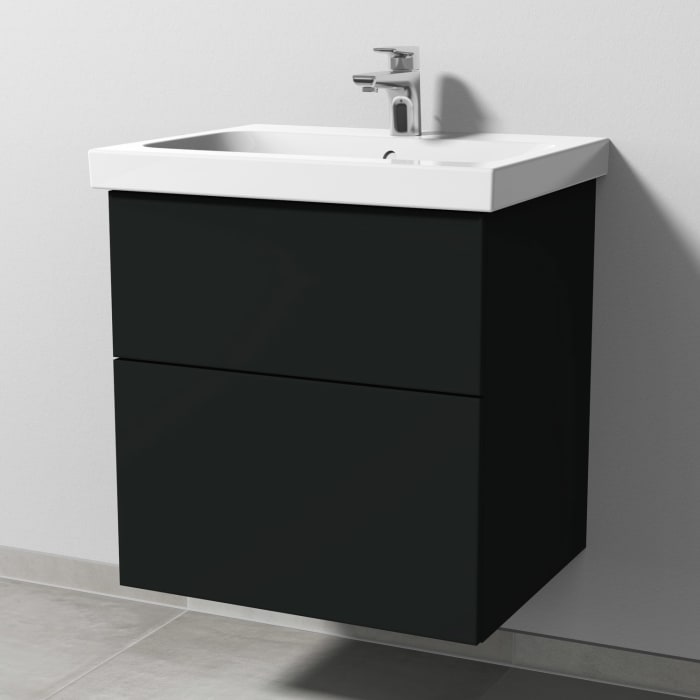 Sanipa 3way Waschtischunterbau für Keramik-Waschtisch iCon Light 60 cm, 2 Auszüge mit Push to open