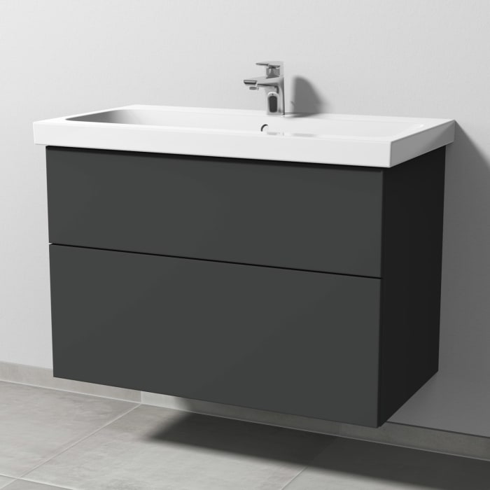 Sanipa 3way Waschtischunterbau für Keramik-Waschtisch iCon Light 90 cm, 2 Auszüge mit Push to open