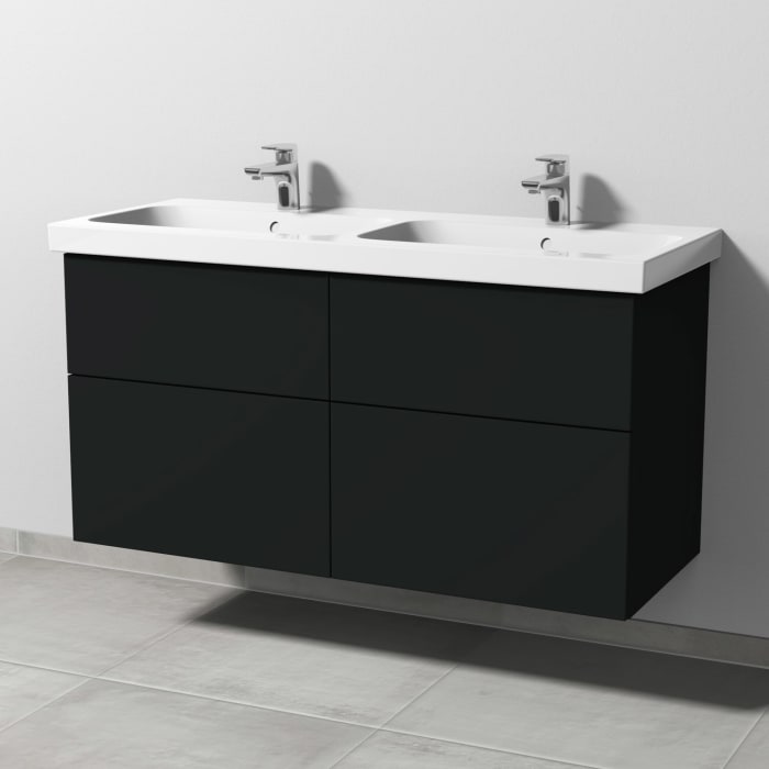 Sanipa 3way Waschtischunterbau für Keramik-Doppelwaschtisch iCon Light 120 cm, 4 Auszüge mit Push to open