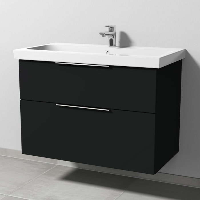 Sanipa 3way Waschtischunterbau für Keramik-Waschtisch iCon Light 90 cm, 2 Auszüge mit Aufsatzgriff