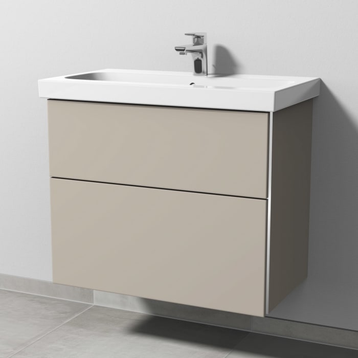 Sanipa 3way Waschtischunterbau für Keramik-Waschtisch iCon Light 75 cm, 2 Auszüge mit Griffleisten