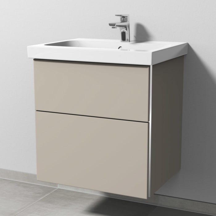 Sanipa 3way Waschtischunterbau für Keramik-Waschtisch iCon Light 60 cm, 2 Auszüge mit Griffleisten