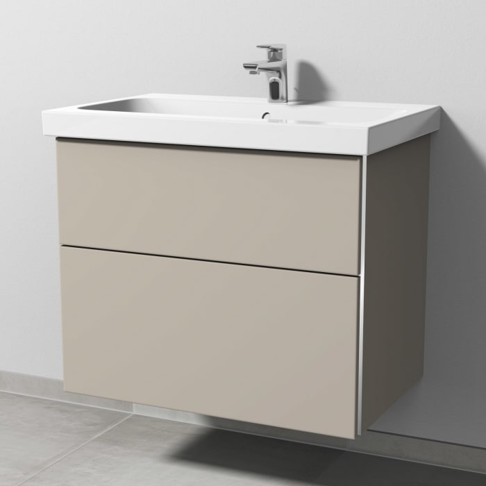 Sanipa 3way Waschtischunterbau für Keramik-Waschtisch iCon Light 75 cm, 2 Auszüge mit Griffleisten