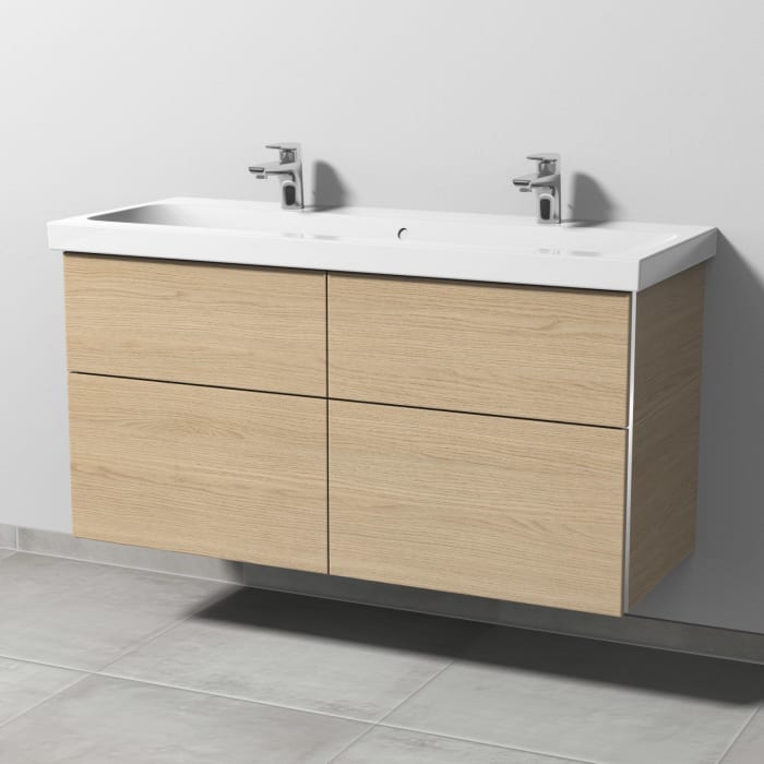 Sanipa 3way Waschtischunterbau für Keramik-Waschtisch iCon Light 120 cm, 4 Auszüge mit Griffleisten