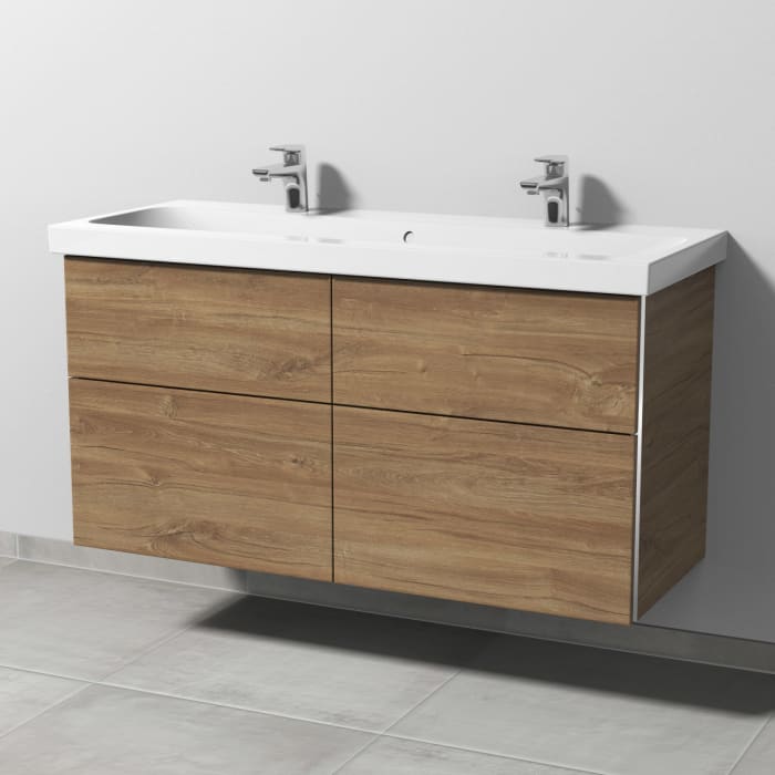 Sanipa 3way Waschtischunterbau für Keramik-Waschtisch iCon Light 120 cm, 4 Auszüge mit Griffleisten