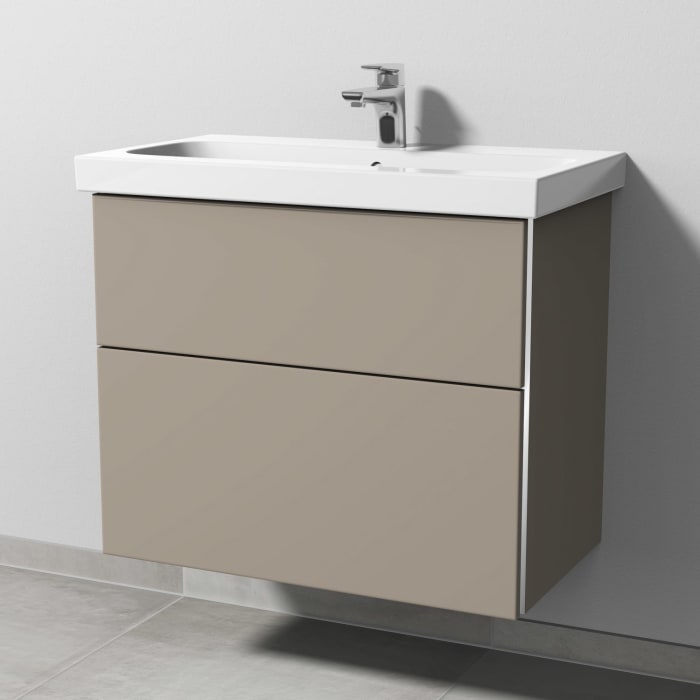 Sanipa 3way Waschtischunterbau für Keramik-Waschtisch iCon Light 75 cm, 2 Auszüge mit Griffleisten