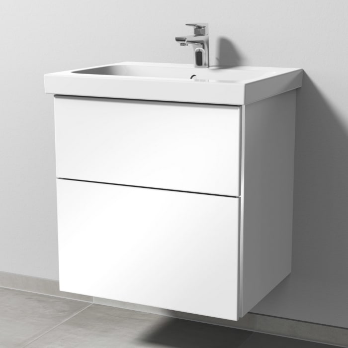 Sanipa 3way Waschtischunterbau für Keramik-Waschtisch iCon Light 60 cm, 2 Auszüge mit Griffleisten