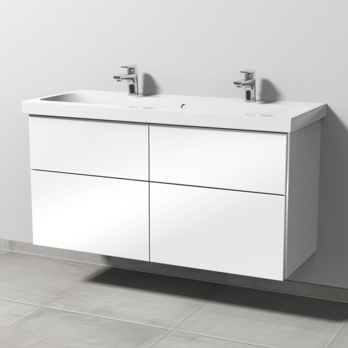 Sanipa 3way Waschtischunterbau für Keramik-Waschtisch iCon Light 120 cm, 4 Auszüge mit Griffleisten