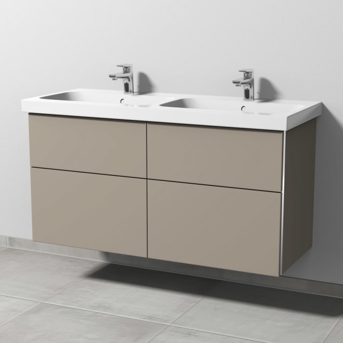 Sanipa 3way Waschtischunterbau für Keramik-Doppelwaschtisch iCon Light 120 cm, 4 Auszüge mit Griffleisten