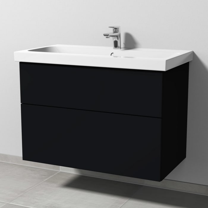 Sanipa 3way Waschtischunterbau für Keramik-Waschtisch iCon Light 90 cm, 2 Auszüge mit Push to open