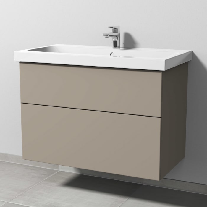 Sanipa 3way Waschtischunterbau für Keramik-Waschtisch iCon Light 90 cm, 2 Auszüge mit Push to open