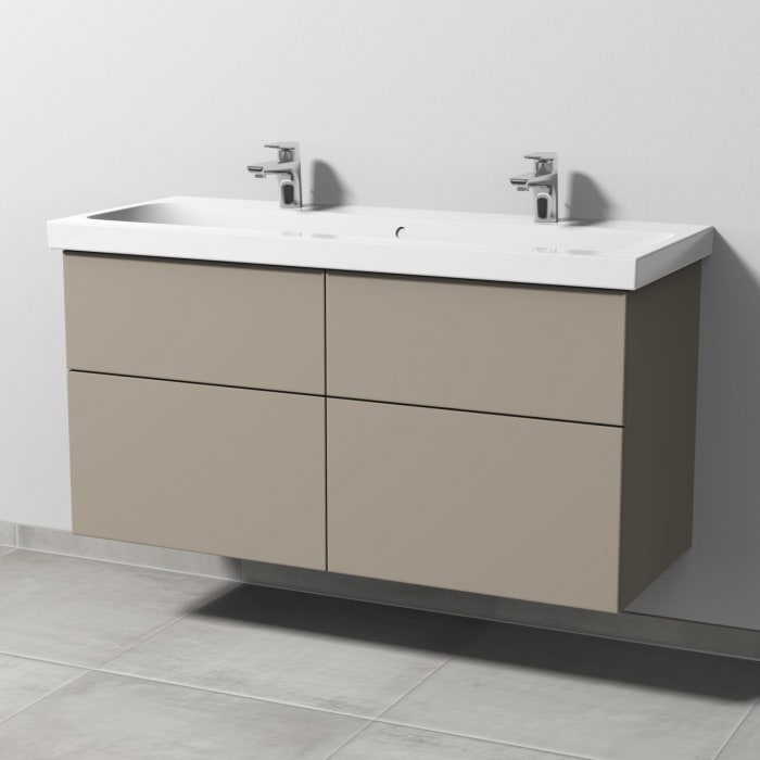 Sanipa 3way Waschtischunterbau für Keramik-Waschtisch iCon Light 120 cm, 4 Auszüge mit Push to open