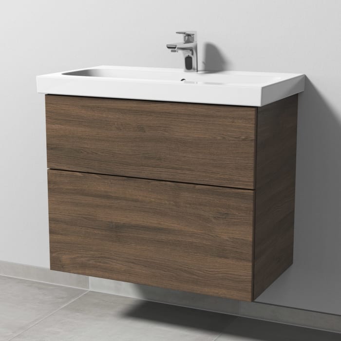 Sanipa 3way Waschtischunterbau für Keramik-Waschtisch iCon Light 75 cm, 2 Auszüge mit Push to open