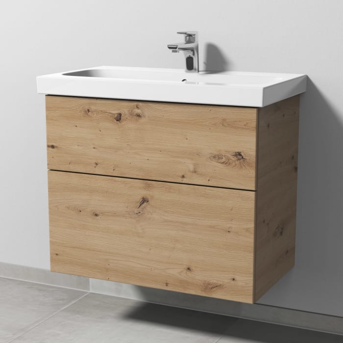 Sanipa 3way Waschtischunterbau für Keramik-Waschtisch iCon Light 75 cm, 2 Auszüge mit Push to open