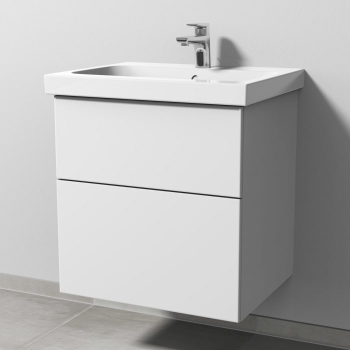 Sanipa 3way Waschtischunterbau für Keramik-Waschtisch iCon Light 60 cm, 2 Auszüge mit Push to open