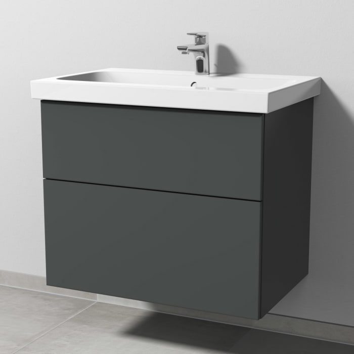 Sanipa 3way Waschtischunterbau für Keramik-Waschtisch iCon Light 75 cm, 2 Auszüge mit Push to open