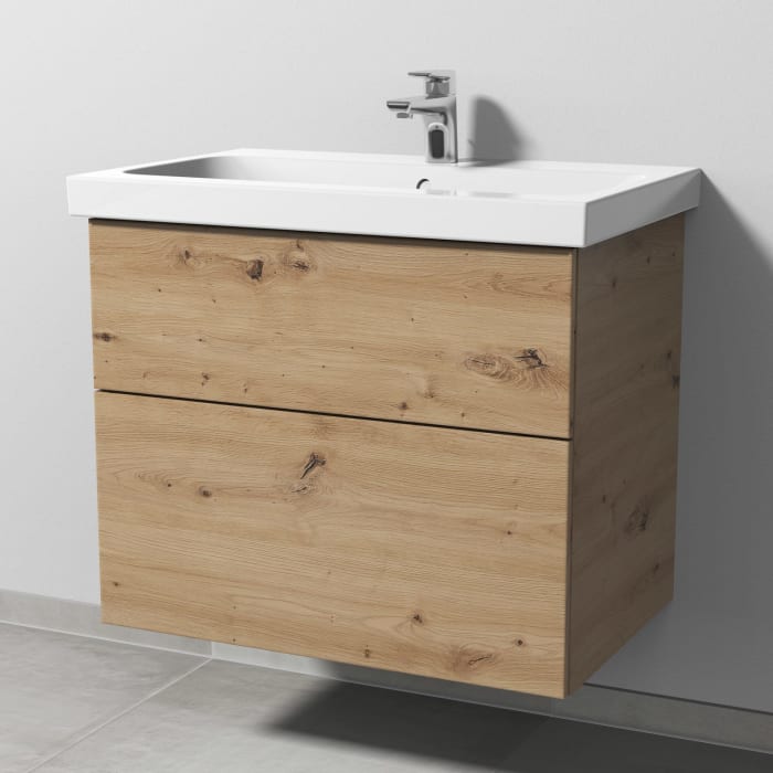 Sanipa 3way Waschtischunterbau für Keramik-Waschtisch iCon Light 75 cm, 2 Auszüge mit Push to open