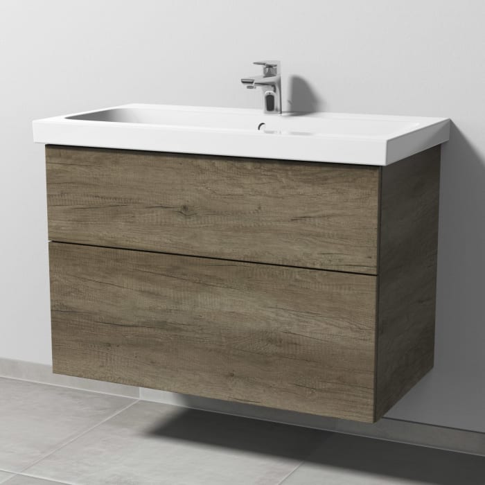 Sanipa 3way Waschtischunterbau für Keramik-Waschtisch iCon Light 90 cm, 2 Auszüge mit Push to open