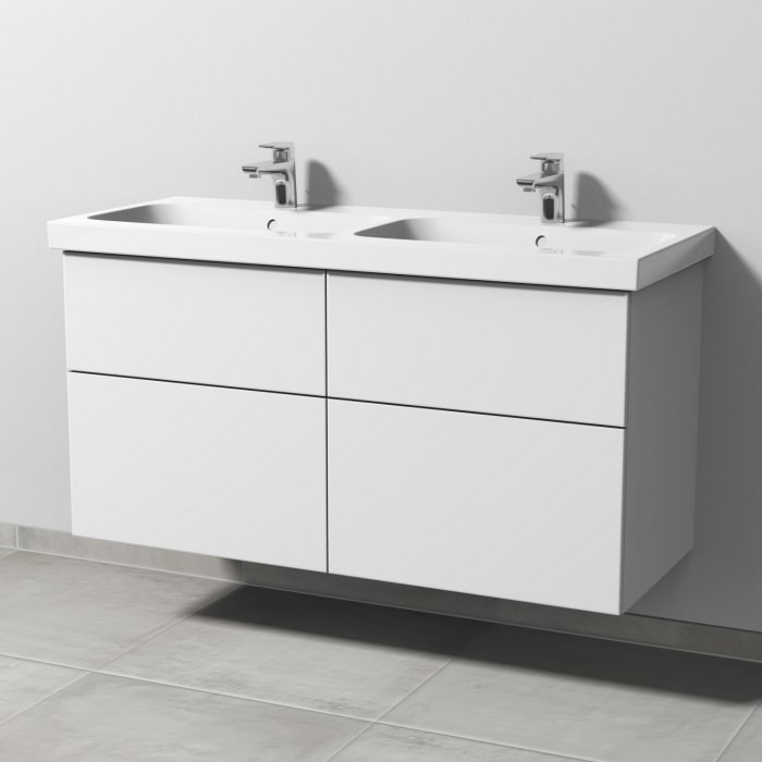 Sanipa 3way Waschtischunterbau für Keramik-Doppelwaschtisch iCon Light 120 cm, 4 Auszüge mit Push to open