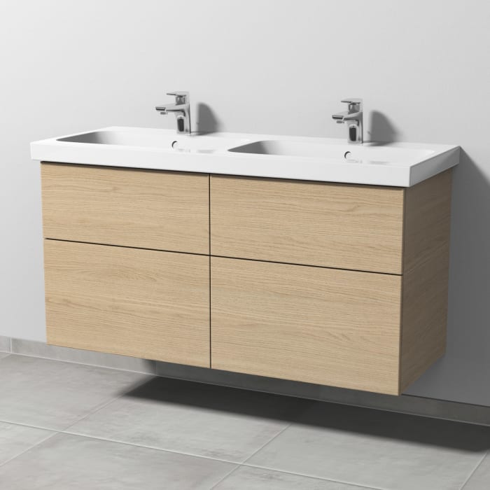 Sanipa 3way Waschtischunterbau für Keramik-Doppelwaschtisch iCon Light 120 cm, 4 Auszüge mit Push to open