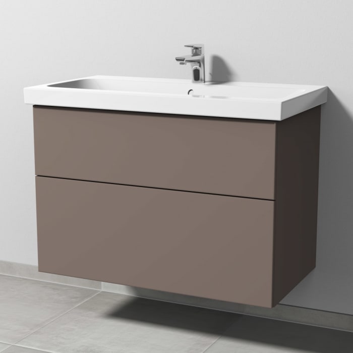 Sanipa 3way Waschtischunterbau für Keramik-Waschtisch iCon Light 90 cm, 2 Auszüge mit Push to open