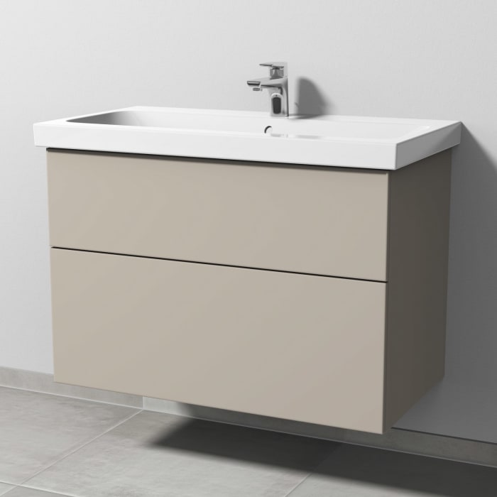 Sanipa 3way Waschtischunterbau für Keramik-Waschtisch iCon Light 90 cm, 2 Auszüge mit Push to open