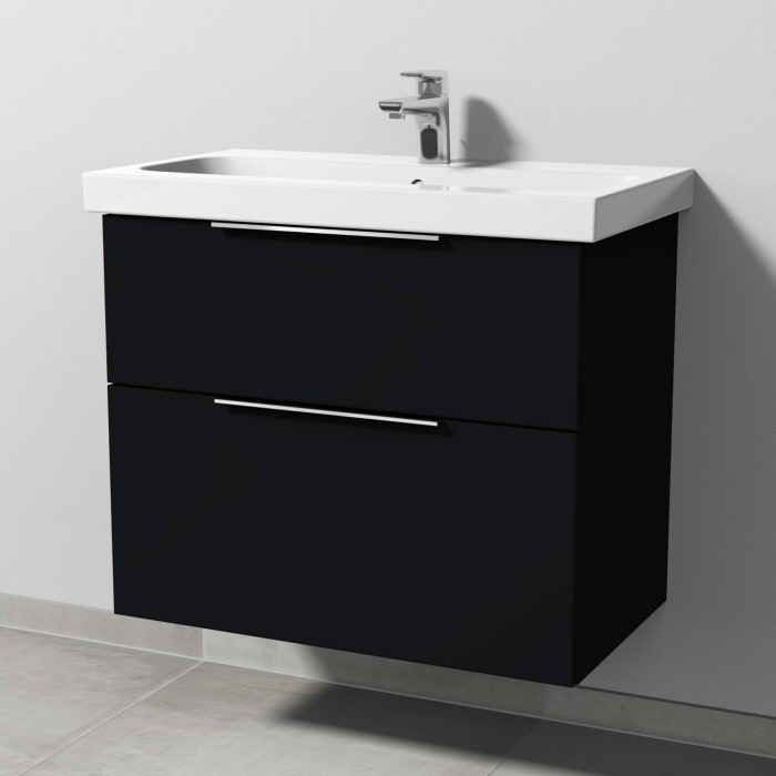 Sanipa 3way Waschtischunterbau für Keramik-Waschtisch iCon Light 75 cm, 2 Auszüge mit Aufsatzgriff