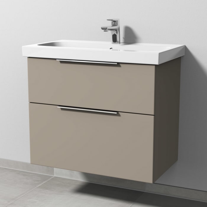 Sanipa 3way Waschtischunterbau für Keramik-Waschtisch iCon Light 75 cm, 2 Auszüge mit Aufsatzgriff