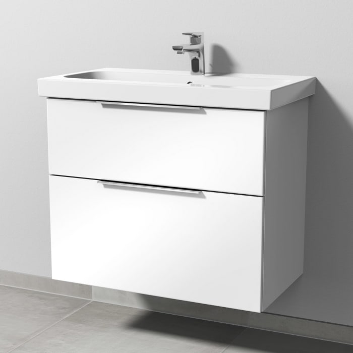 Sanipa 3way Waschtischunterbau für Keramik-Waschtisch iCon Light 75 cm, 2 Auszüge mit Aufsatzgriff