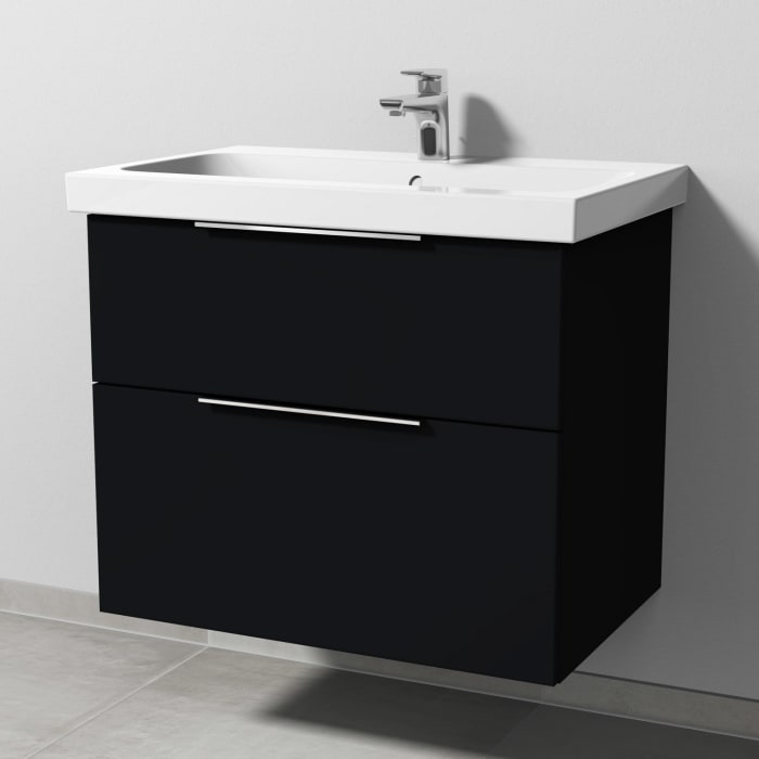 Sanipa 3way Waschtischunterbau für Keramik-Waschtisch iCon Light 75 cm, 2 Auszüge mit Aufsatzgriff