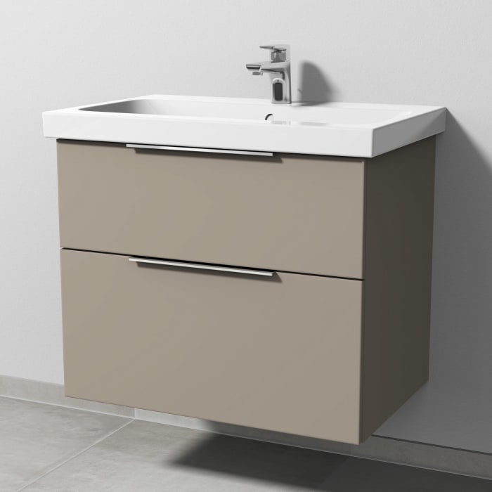 Sanipa 3way Waschtischunterbau für Keramik-Waschtisch iCon Light 75 cm, 2 Auszüge mit Aufsatzgriff