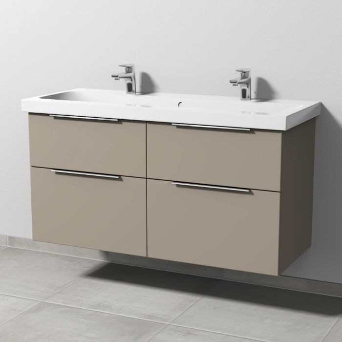 Sanipa 3way Waschtischunterbau für Keramik-Waschtisch iCon Light 120 cm, 4 Auszüge mit Aufsatzgriff