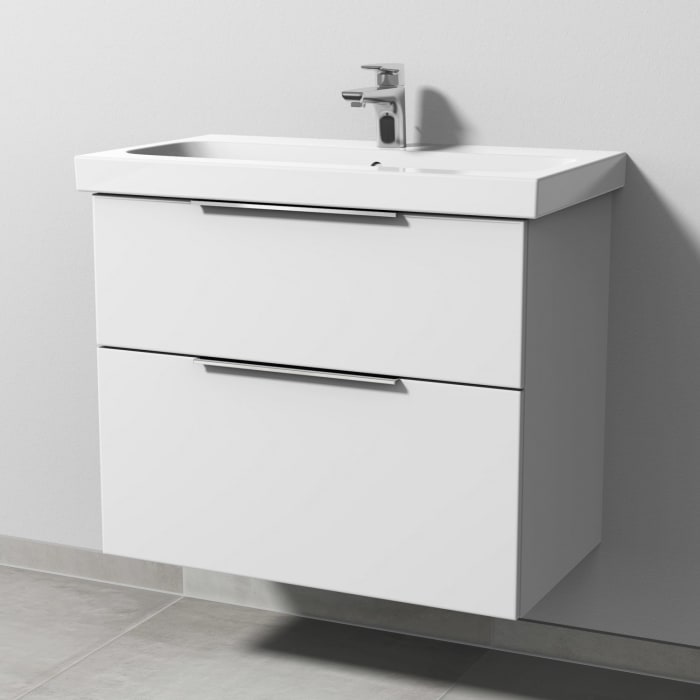 Sanipa 3way Waschtischunterbau für Keramik-Waschtisch iCon Light 75 cm, 2 Auszüge mit Aufsatzgriff