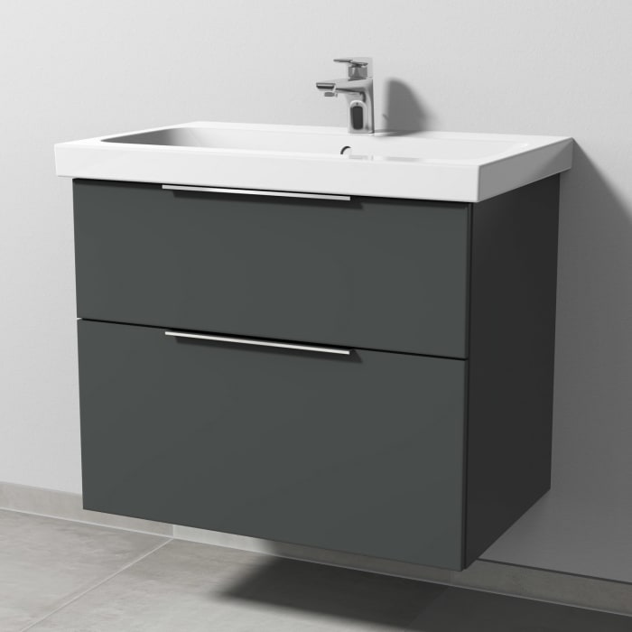 Sanipa 3way Waschtischunterbau für Keramik-Waschtisch iCon Light 75 cm, 2 Auszüge mit Aufsatzgriff