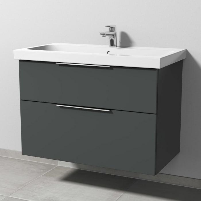 Sanipa 3way Waschtischunterbau für Keramik-Waschtisch iCon Light 90 cm, 2 Auszüge mit Aufsatzgriff