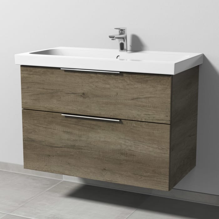 Sanipa 3way Waschtischunterbau für Keramik-Waschtisch iCon Light 90 cm, 2 Auszüge mit Aufsatzgriff