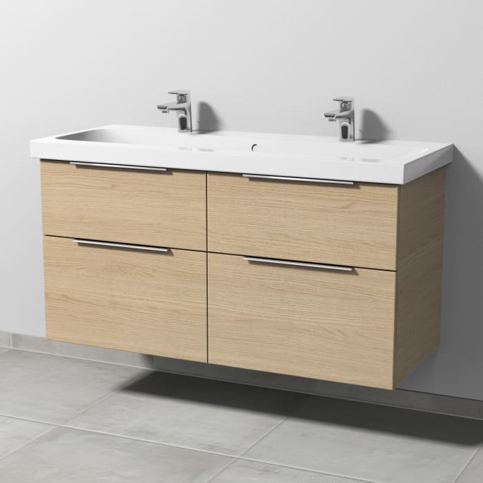 Sanipa 3way Waschtischunterbau für Keramik-Waschtisch iCon Light 120 cm, 4 Auszüge mit Aufsatzgriff