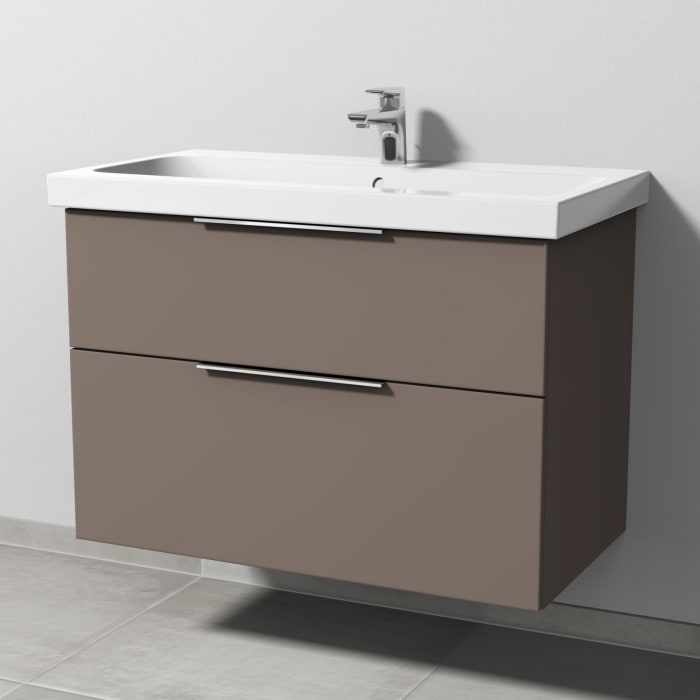 Sanipa 3way Waschtischunterbau für Keramik-Waschtisch iCon Light 90 cm, 2 Auszüge mit Aufsatzgriff