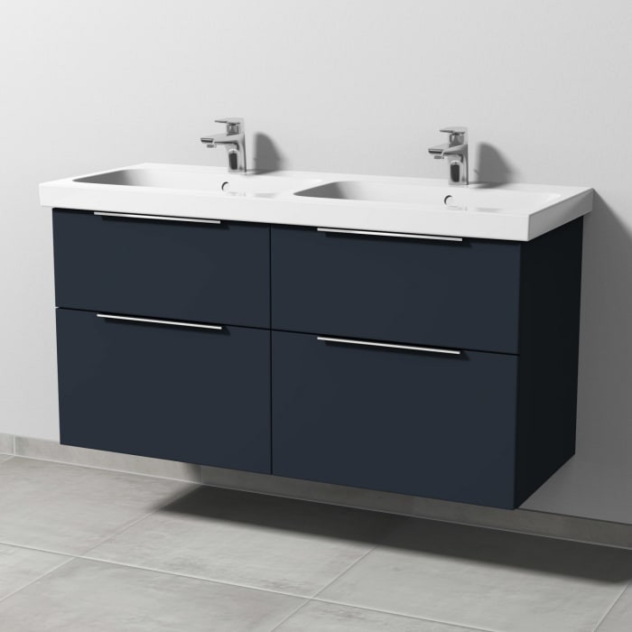 Sanipa 3way Waschtischunterbau für Keramik-Doppelwaschtisch iCon Light 120 cm, 4 Auszüge mit Aufsatzgriff