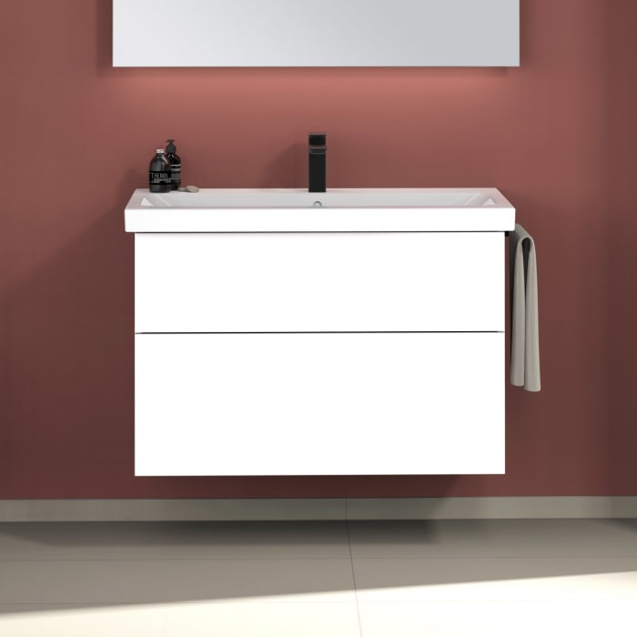 Sanipa 3way Waschtischunterbau für Keramik-Waschtisch iCon Light 90 cm, 2 Auszüge mit Push to open